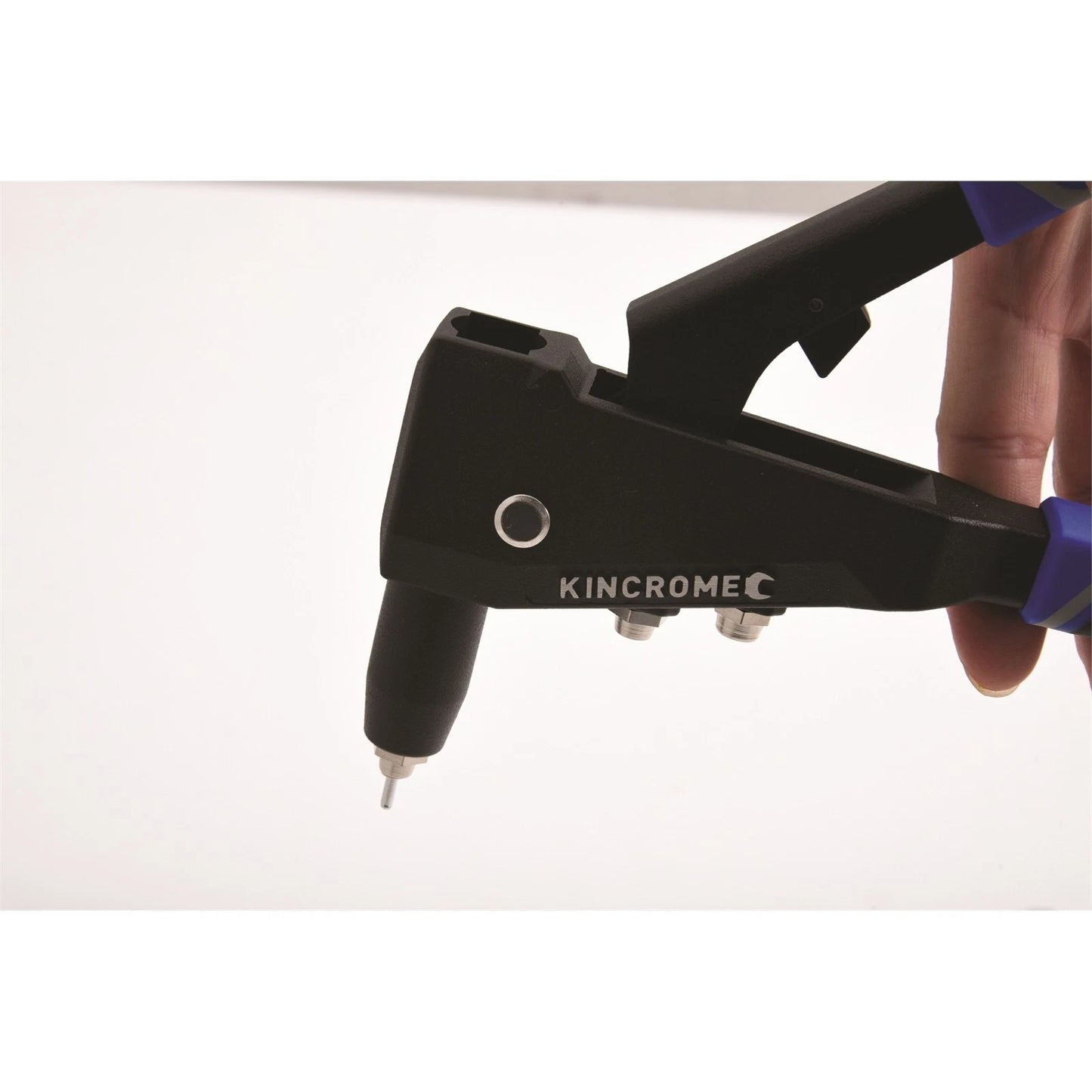 Kincrome 207mm Compact Hand Riveter, Long Nose, Interchangeable Nozzles, Ergonomic Grip