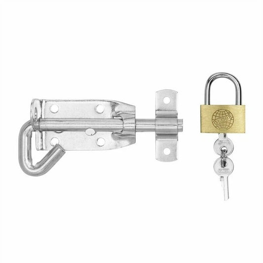 Pinnacle Zinc Plated Padbolt & Lock Set 100mm/30mm Outdoor Rust-Resistant Security