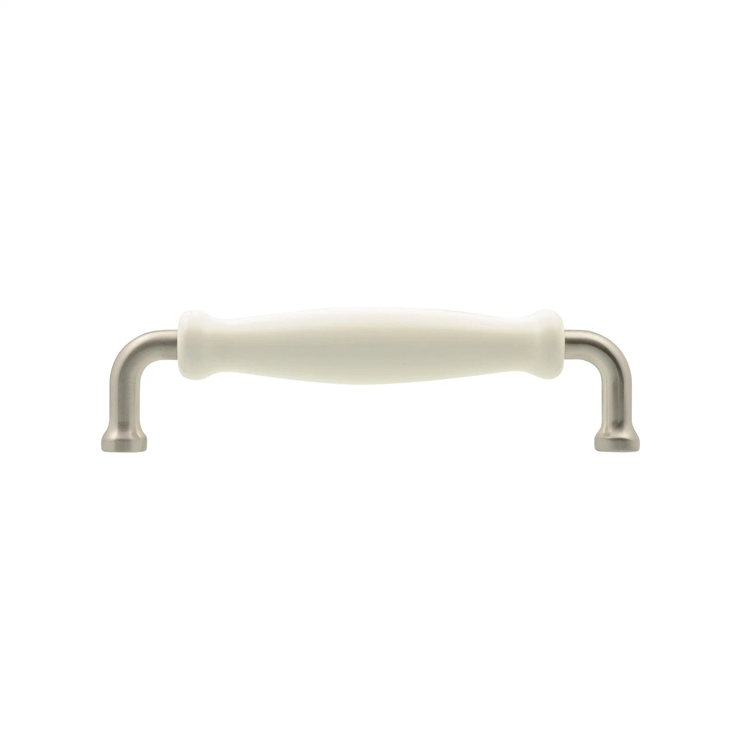 Prestige 128mm Brushed Nickel White Ceramic Handles - Pack of 4