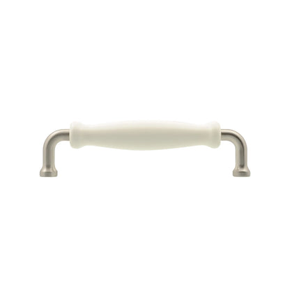 Prestige 128mm Brushed Nickel White Ceramic Handles - Pack of 4