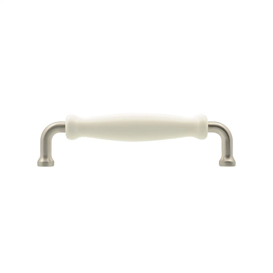 Prestige 128mm Brushed Nickel White Ceramic Handles - Pack of 4