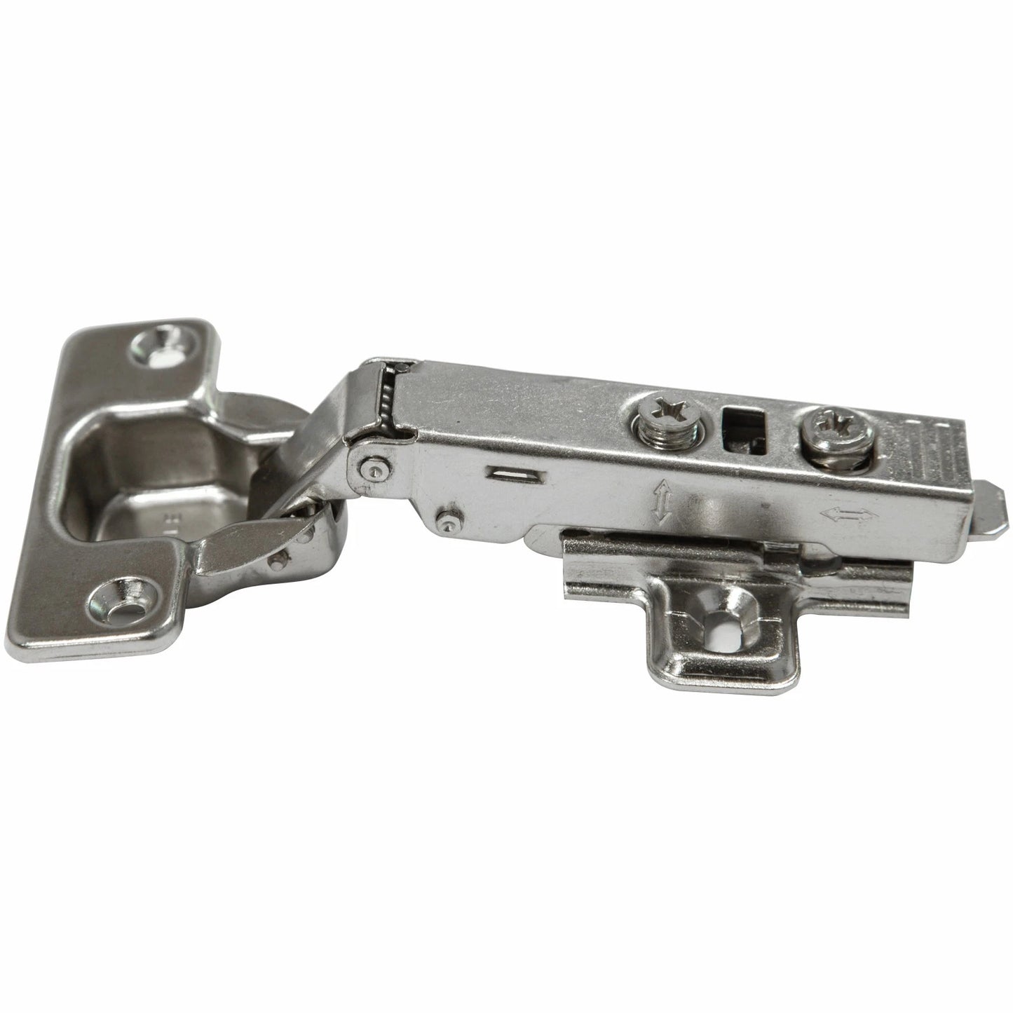 Hafele 105° Full Overlay Clip-On Hinges, Self-Closing, Nickel Plated, Pack of 10