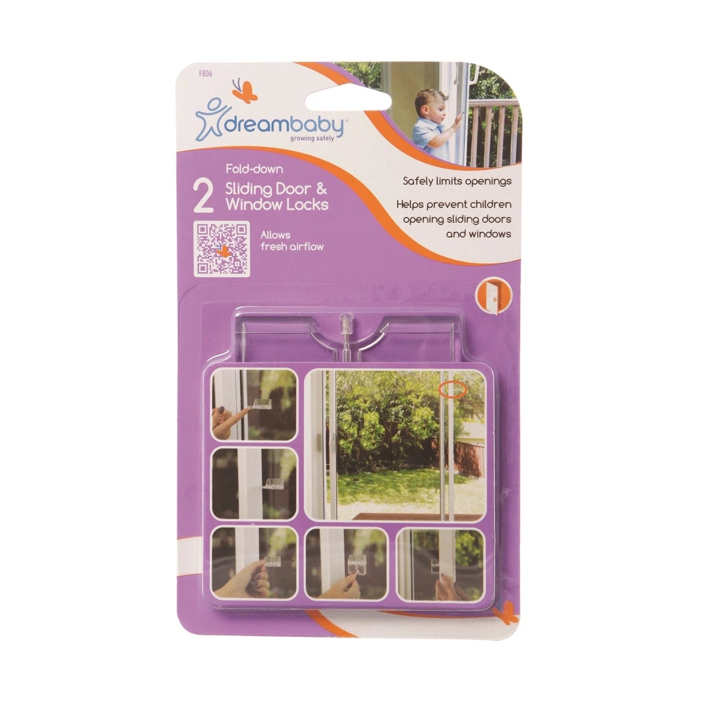 Dreambaby Child Safety Sliding Door and Window Lock, Transparent, Polycarbonate, 2 Pack