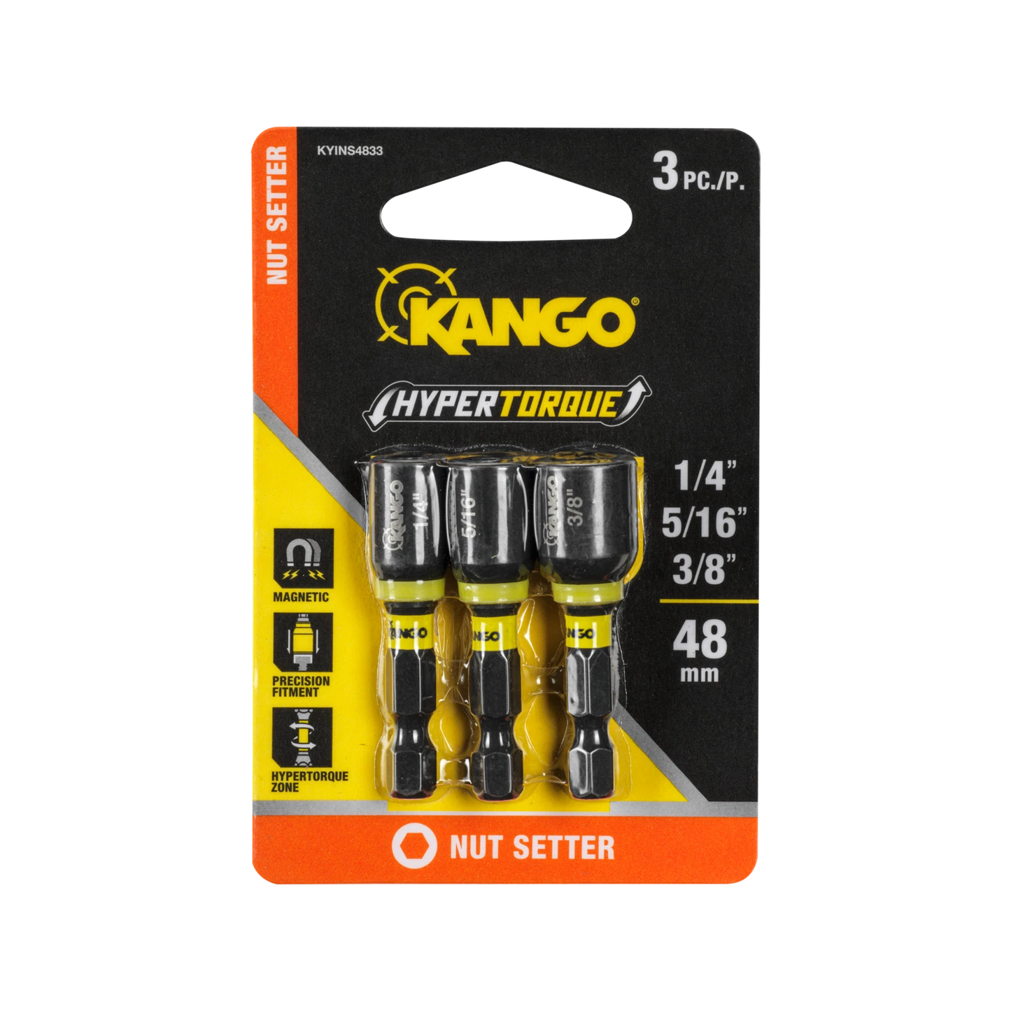 Kango 48mm Hypertorque Nut Setter 3 Pack - Magnetised Tip, HyperTorque Torsion Zone