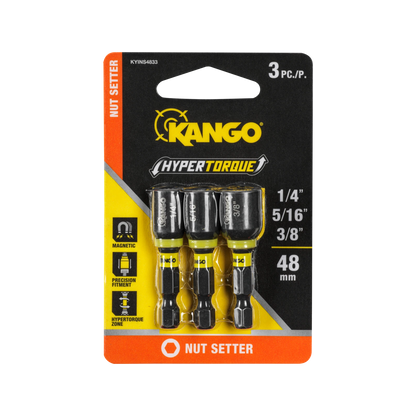 Kango 48mm Hypertorque Nut Setter 3 Pack - Magnetised Tip, HyperTorque Torsion Zone