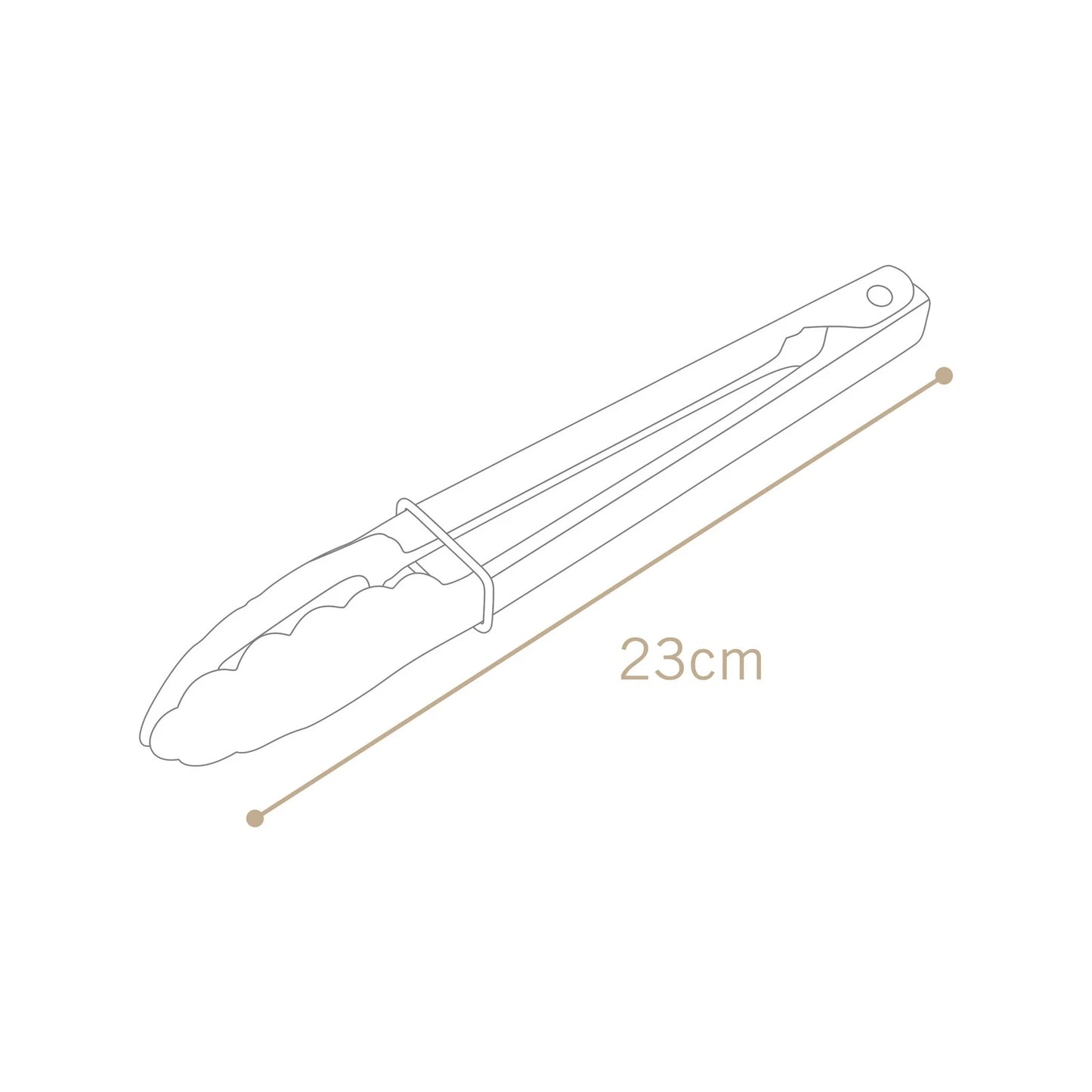 BBQ Stainless Steel Short Lockable Tongs with Scalloped Teeth, 23cm for Cooking & Serving