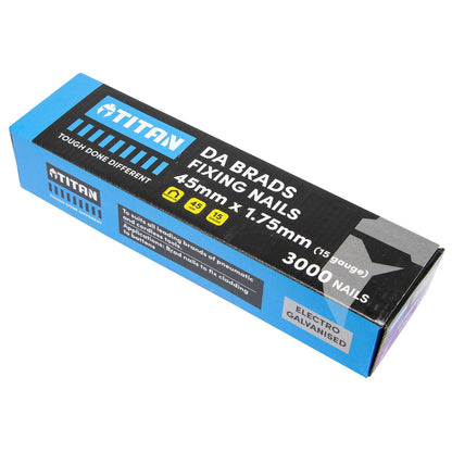 Titan 45x 1.75mm Electro Galvanised 34° Angled Collated Nail DA Brads - Pcs of 3000