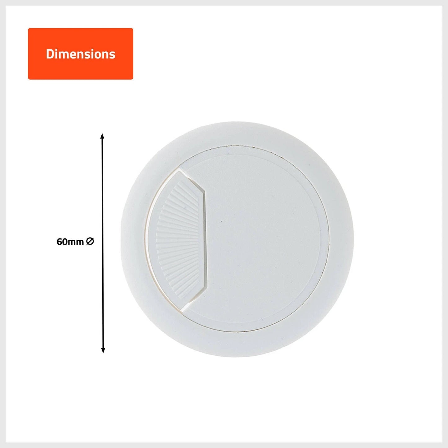Taskmaster 60mm White Cable Duct - 6 Pcs, Easy Install, Desktop Cable Management