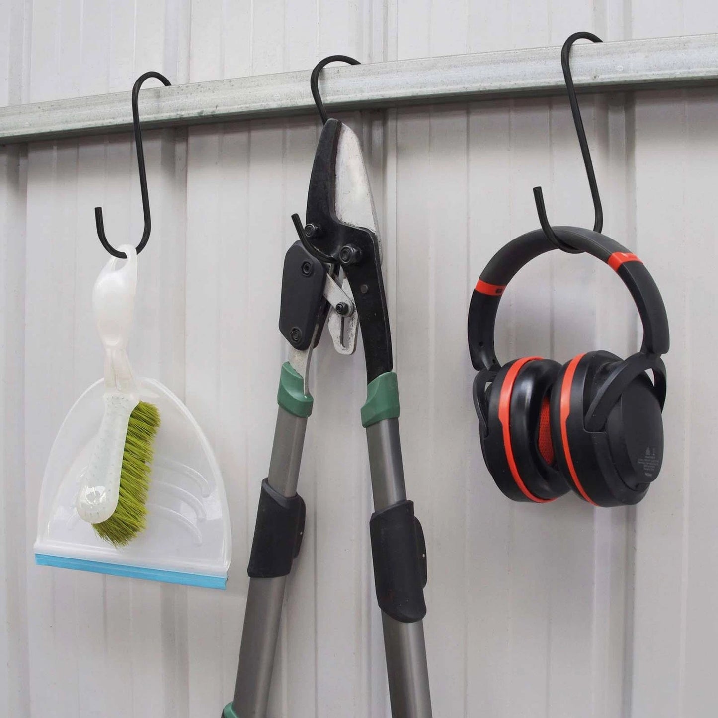 Taskmaster Black Steel S Hooks 180x55x6mm - 4 Pack, Durable Garage Storage Solution