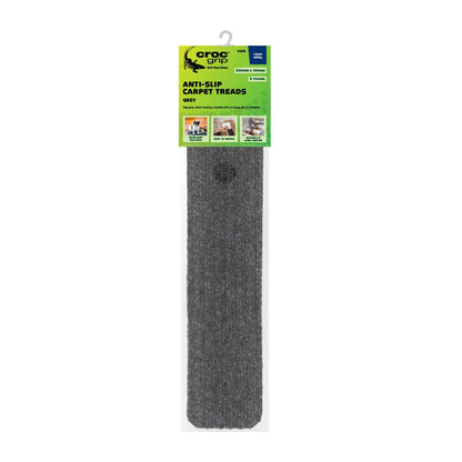 Croc Grip Grey Anti-Slip Carpet Treads 500mm x 100mm 3 Pack - Durable, Easy Install, Pet Friendly