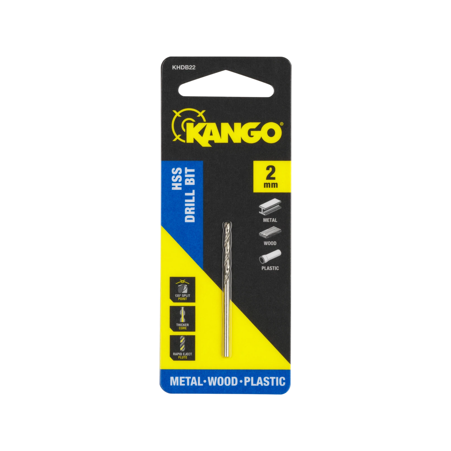 Kango 2mm HSS Drill Bit - Precision, Durability, 135° Split Point, Rapid Eject Flute