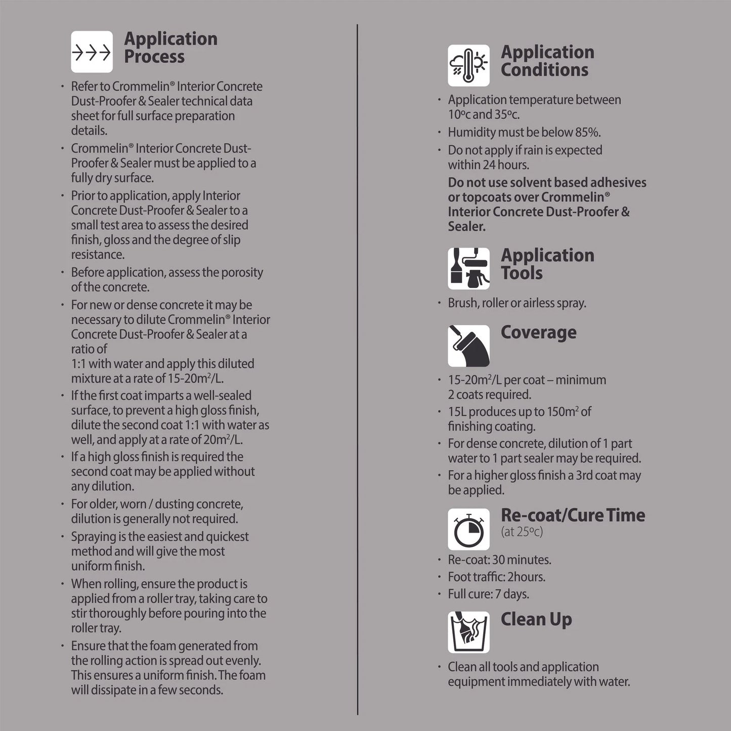 Crommelin 15L Concrete Floor Sealer, Waterborne Acrylic, Durable, Non-Toxic, Adjustable Gloss