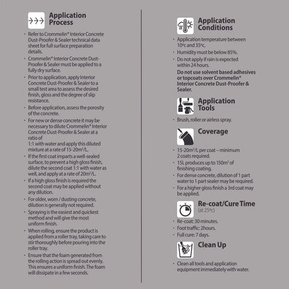 Crommelin 15L Concrete Floor Sealer, Waterborne Acrylic, Durable, Non-Toxic, Adjustable Gloss