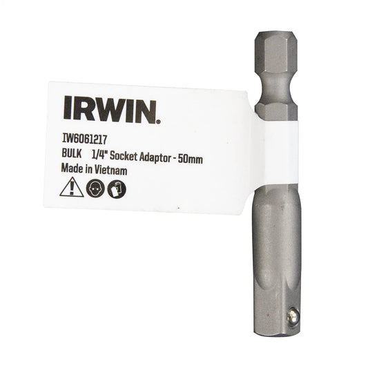IRWIN 50mm 1/4" Socket Adaptor, Ball Retention, Pin Lock, Durable Bits