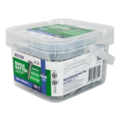ZENITH 14G Galvanised Bugle Batten Screws 8x50mm TORX 30 Head - 100 Pack