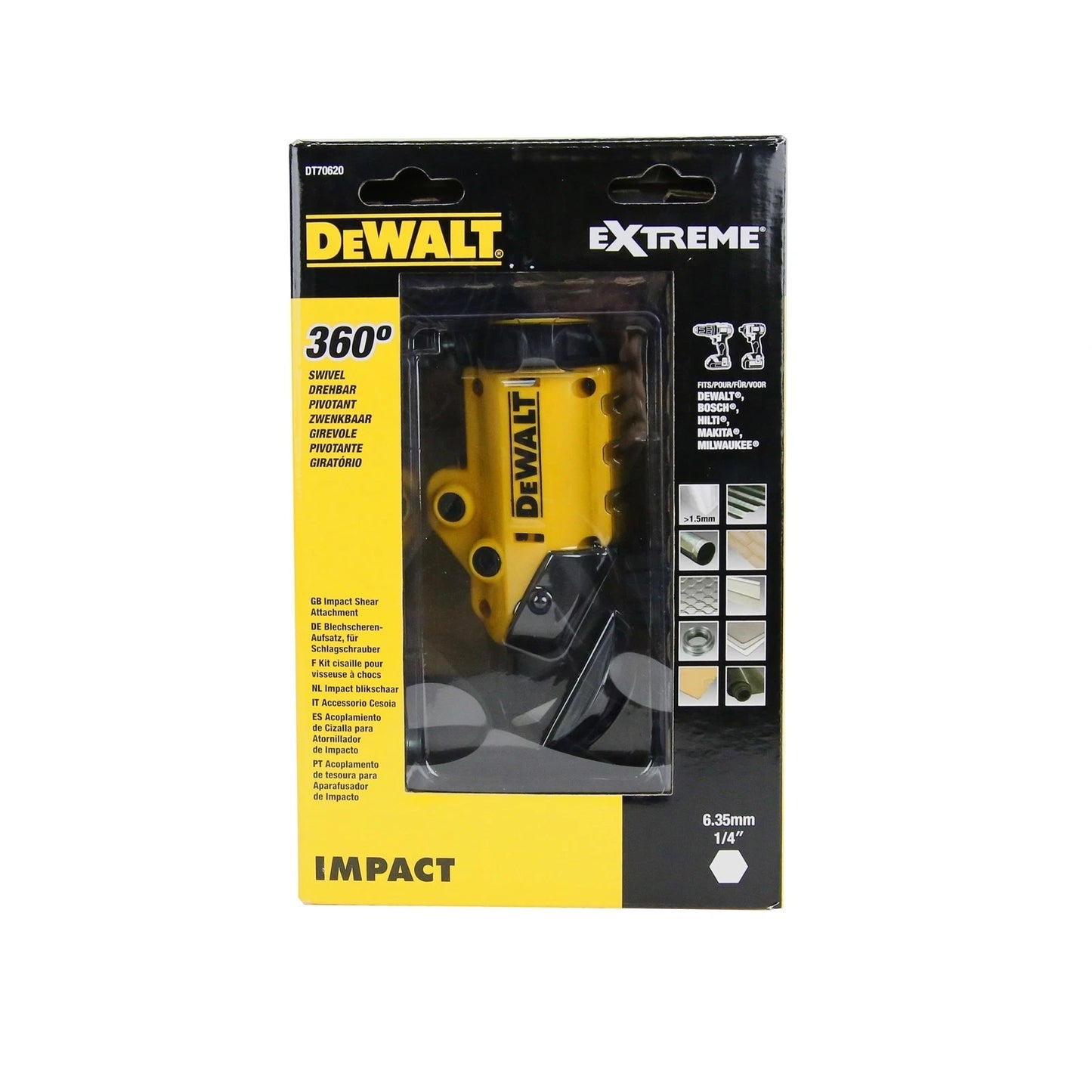 DeWALT Impact Shear Attachment, Powerful Metal Cutting, 360° Rotating Head, Universal Fitment