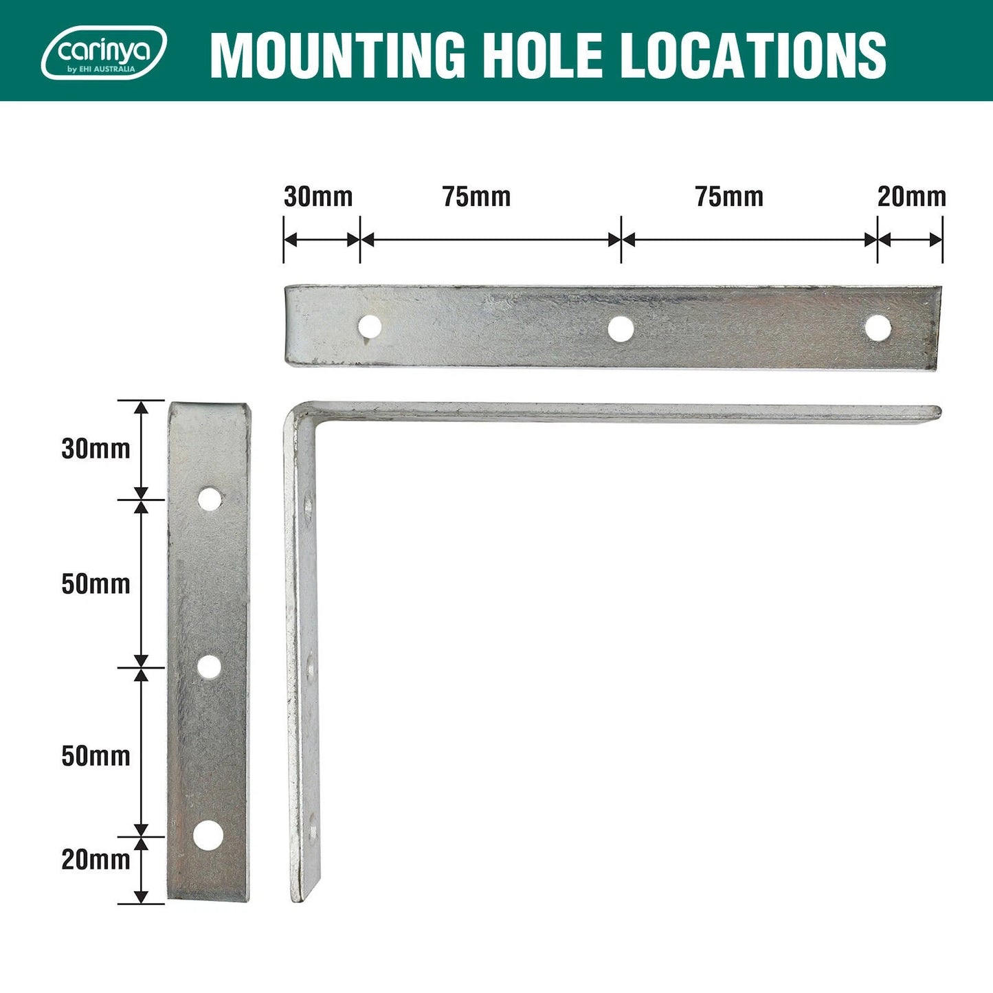 Carinya Zinc Plated Angle Bracket 200x150mm Heavy-Duty Corrosion-Resistant Indoor/Outdoor