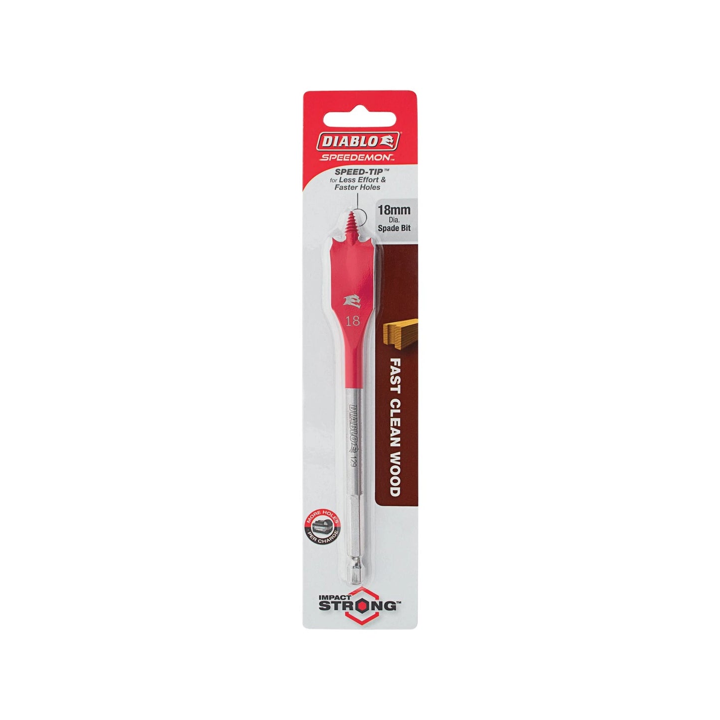 Diablo Speedemon 18mm Spade Bit, Fast Clean Wood Drilling, Impact Strong, Universal Compatibility