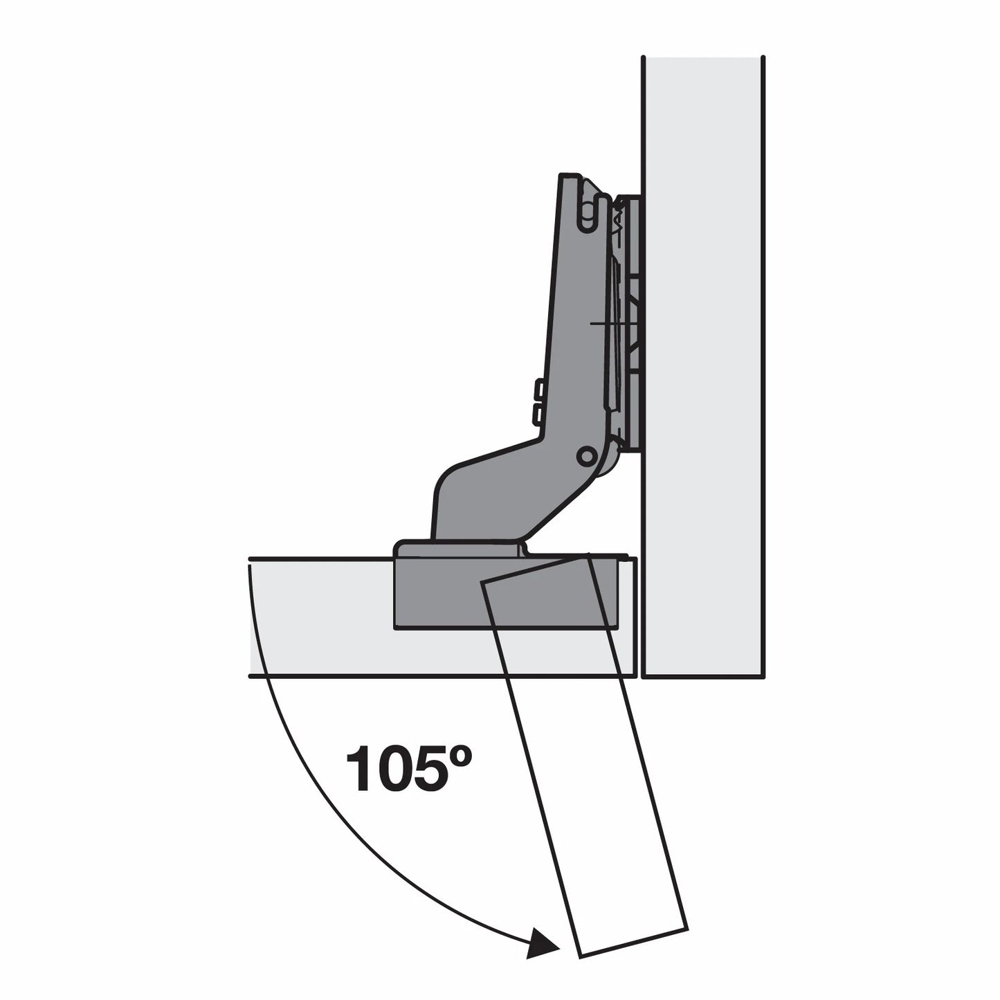 Hafele 105° Inset Clip-On Hinge Pair, Durable Steel, Automatic Closing, 3D Adjustment