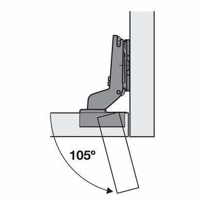 Hafele 105° Inset Clip-On Hinge Pair, Durable Steel, Automatic Closing, 3D Adjustment