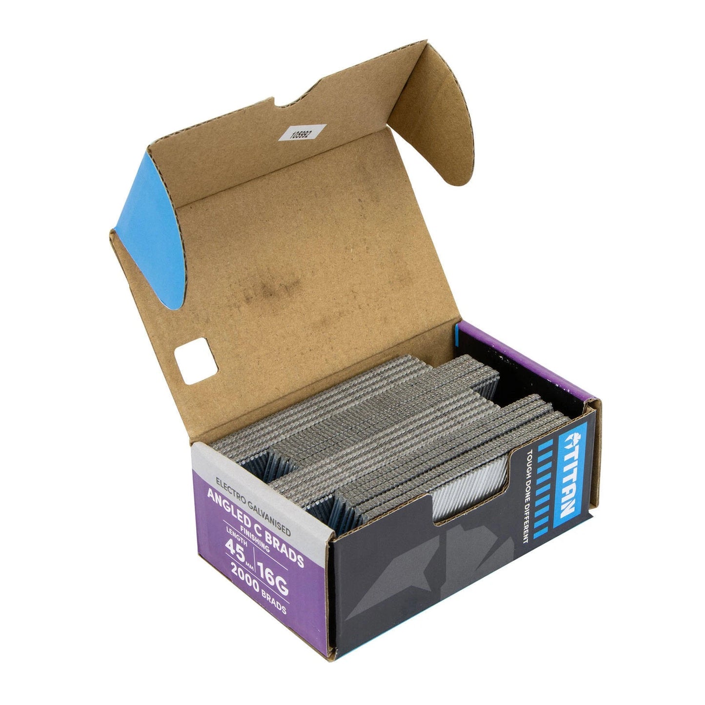 Titan 45x1.6mm Electro Galvanised 20° Angled Collated Nail C Brads - Pack of 2000