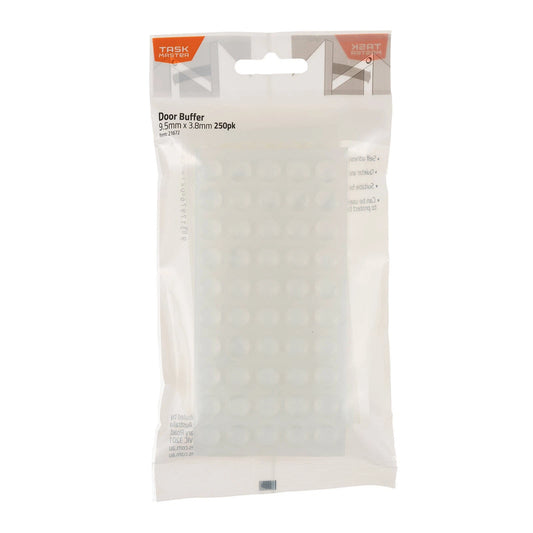 Taskmaster Silicone Door Buffer 9.5 x 3.8mm, 250 Pack, Self-Adhesive, Noise Reduction