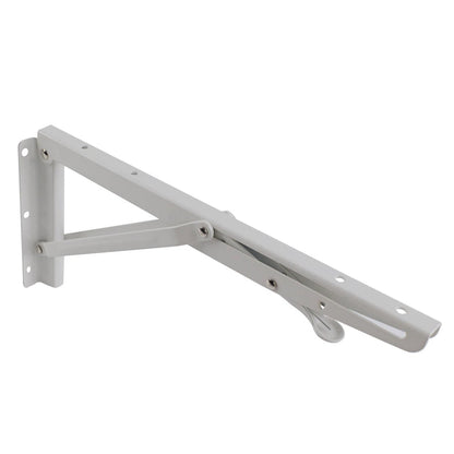 Carinya White Folding Spring Loaded Bracket 300x145mm, 50kg Load, Indoor/Outdoor Use