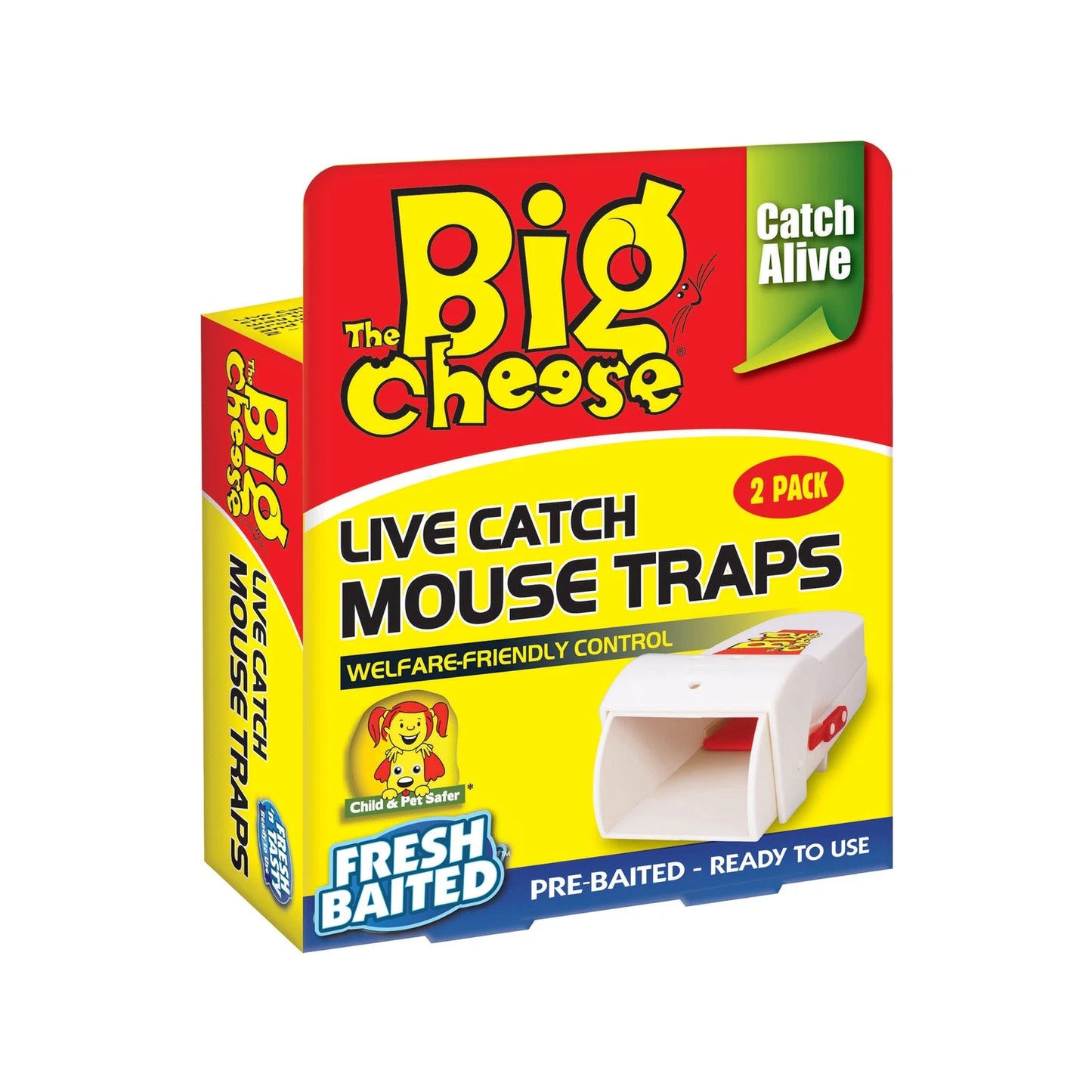 The Big Cheese Humane Live Catch Mouse Trap 2 Pack - Indoor/Outdoor, Eco-Friendly