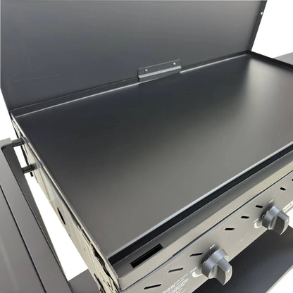 Jumbuck 4 Burner Delta Flat BBQ, Compact Design, LPG, Automatic Ignition, Black