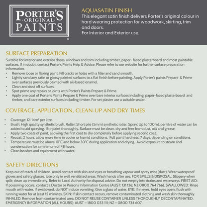 Porter's 1L Popcorn Aquasatin Eggshell Finish Washable Paint for Interior & Exterior