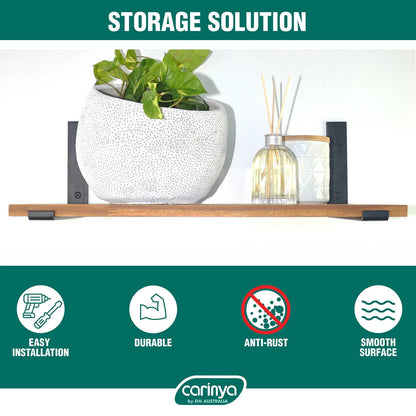 Carinya Black 185x185mm Hanging Lipped Angle Bracket, 100kg Load Capacity, Powder Coated Steel