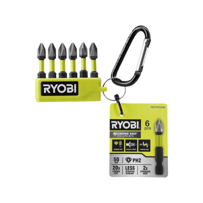 Ryobi 50mm PH2 Impact Diamond Bit Set, 6-Piece, Durable & High-Performance