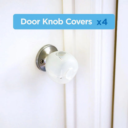Perma Child Safety Door Knob Covers 4 Pack, Clear, Easy Install, Childproofing