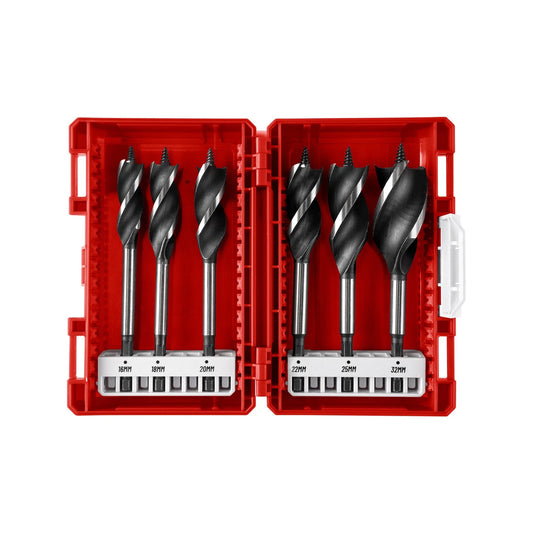 Full Boar 6 Piece Power Auger Drill Bit Set, Self Drilling Screw Tip, Tri Flute Design, Hex Shank