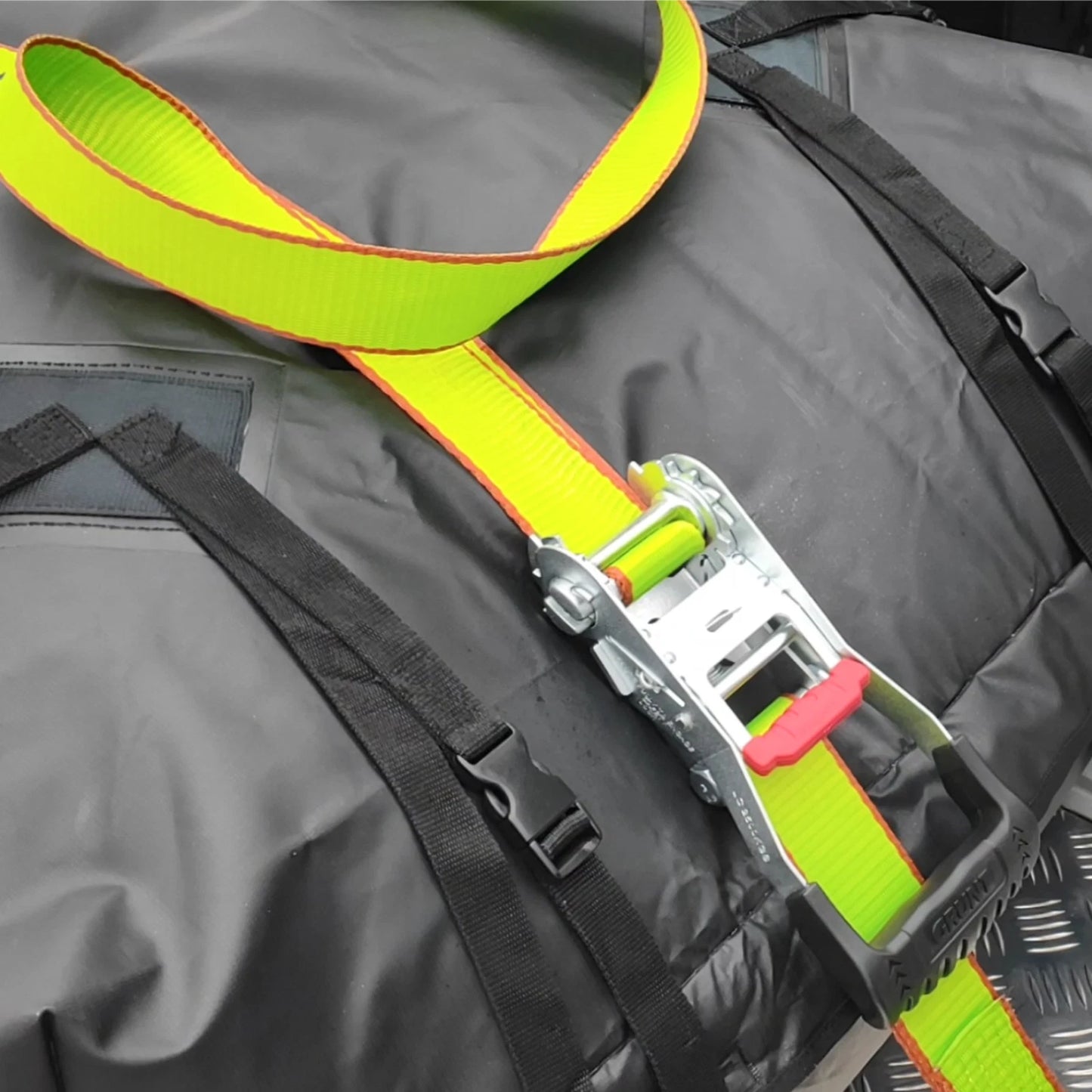 Grunt Ezi-Load 50mm x 9m Ratchet Tie-Down, 2500kg Capacity, Side Loading System