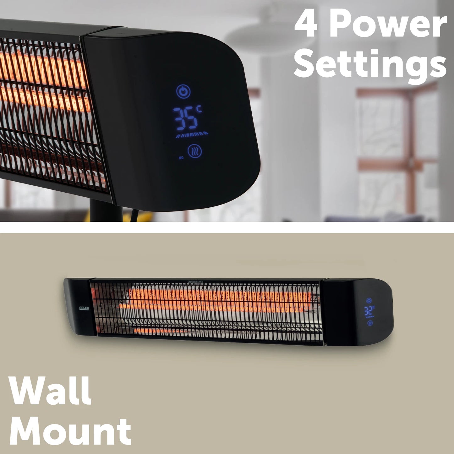 Arlec 2400W Black Infrared Heater, Multiple Settings, IP65, Remote Control
