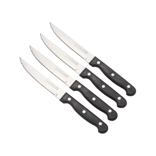 Jumbuck BBQ Steak Knives 4 Pack - Stainless Steel, Serrated Edge, Ergonomic Handle