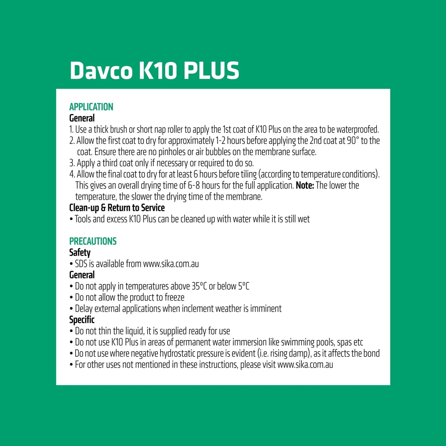 Davco 20L Grey K10 Plus Waterproofing Agent, Flexible Polyurethane Membrane for Interior & Exterior