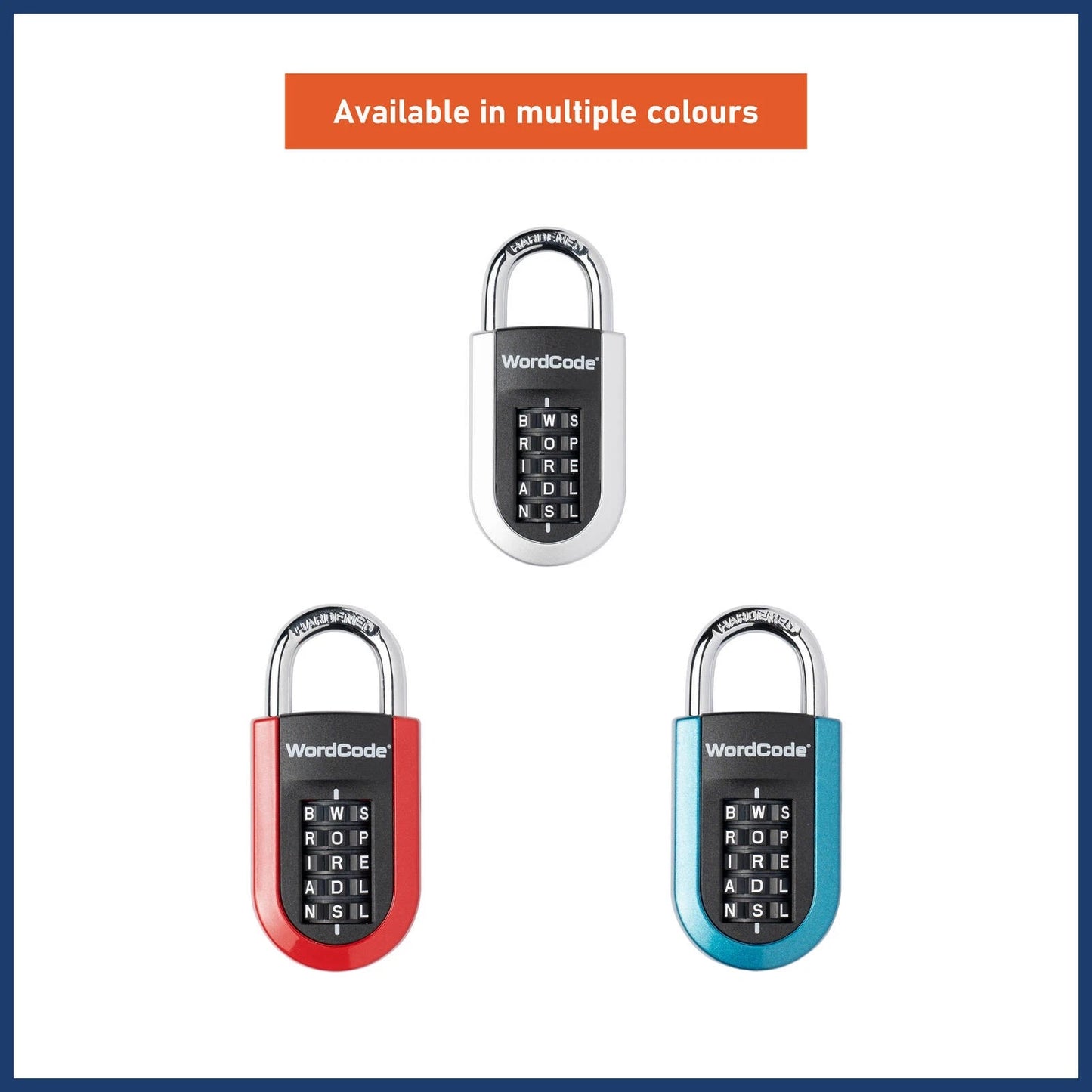 Wordcode Vertilock 5 Dial Combination Padlock, Word-Based Code, Hardened Steel Shackle