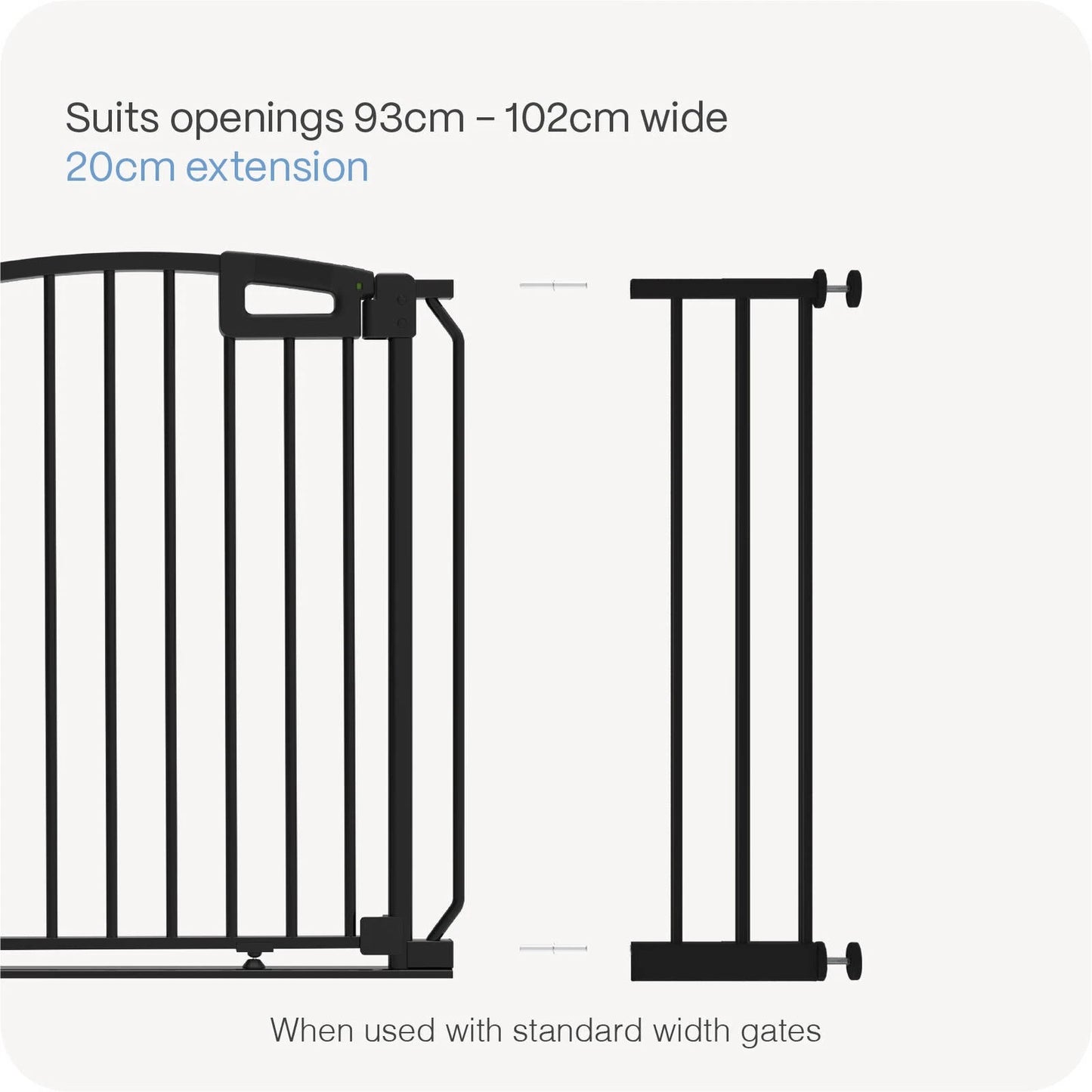 Perma Child Safety 20cm Black Baby Gate Extension, Steel, Pressure Mounted, Compatible with Various Gates
