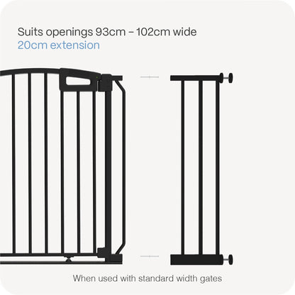 Perma Child Safety 20cm Black Baby Gate Extension, Steel, Pressure Mounted, Compatible with Various Gates