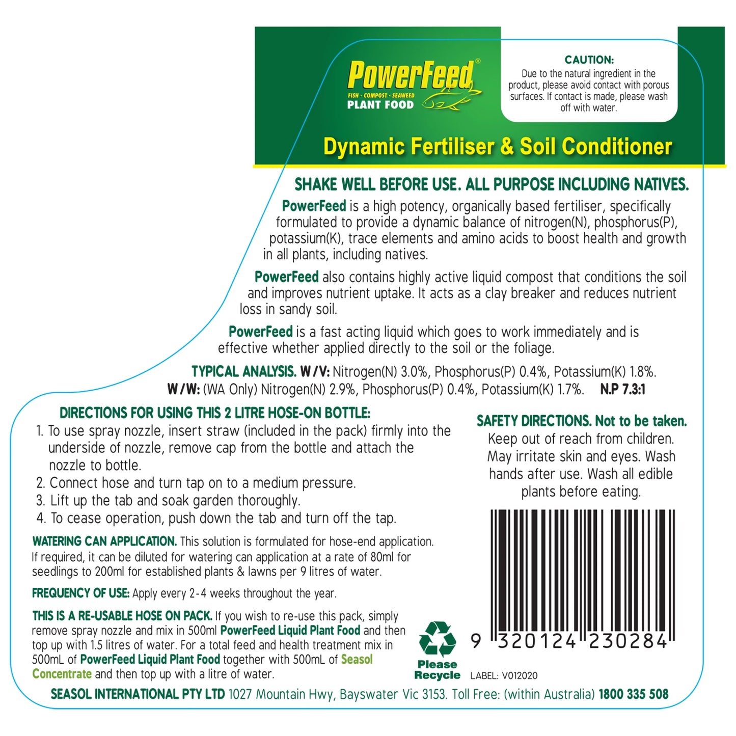 PowerFeed 2 x 2L Hose-On Liquid Fertiliser Twin Pack for All Plants, Australian Made