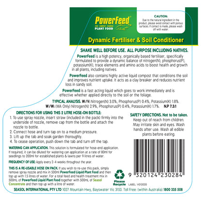 PowerFeed 2 x 2L Hose-On Liquid Fertiliser Twin Pack for All Plants, Australian Made