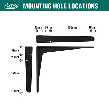 Carinya Black Heavy Duty 240x190mm Cast Aluminium Angle Bracket, 100kg Load Capacity