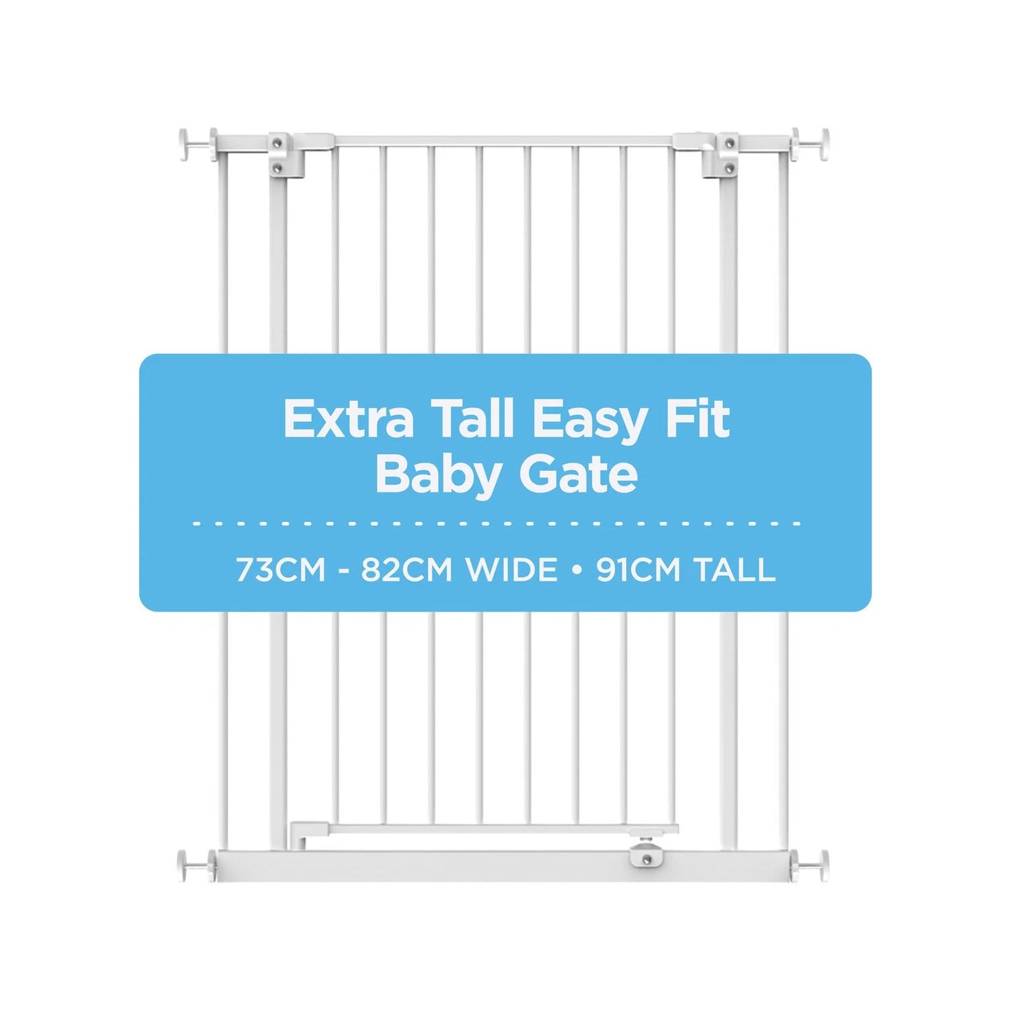 Perma Child Safety Extra Tall Baby Gate 73-82cm White, Easy Fit, Pet Friendly, One-Hand Release