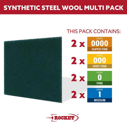 Rocket Synthetic Steel Wool Multipack - Nonabrasive, Rust-Resistant, Reusable, 140mm x 110mm