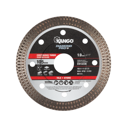 Kango 105mm Continuous Turbo Diamond Blade, Ultra-Thin, High Diamond Concentrate, Wet/Dry Use