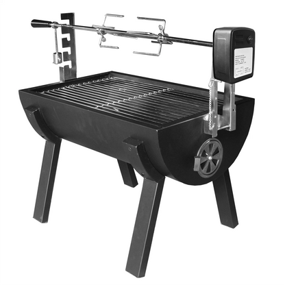 Jumbuck Novo Small Charcoal Spit Roaster, Battery-Operated, Portable, Adjustable Height
