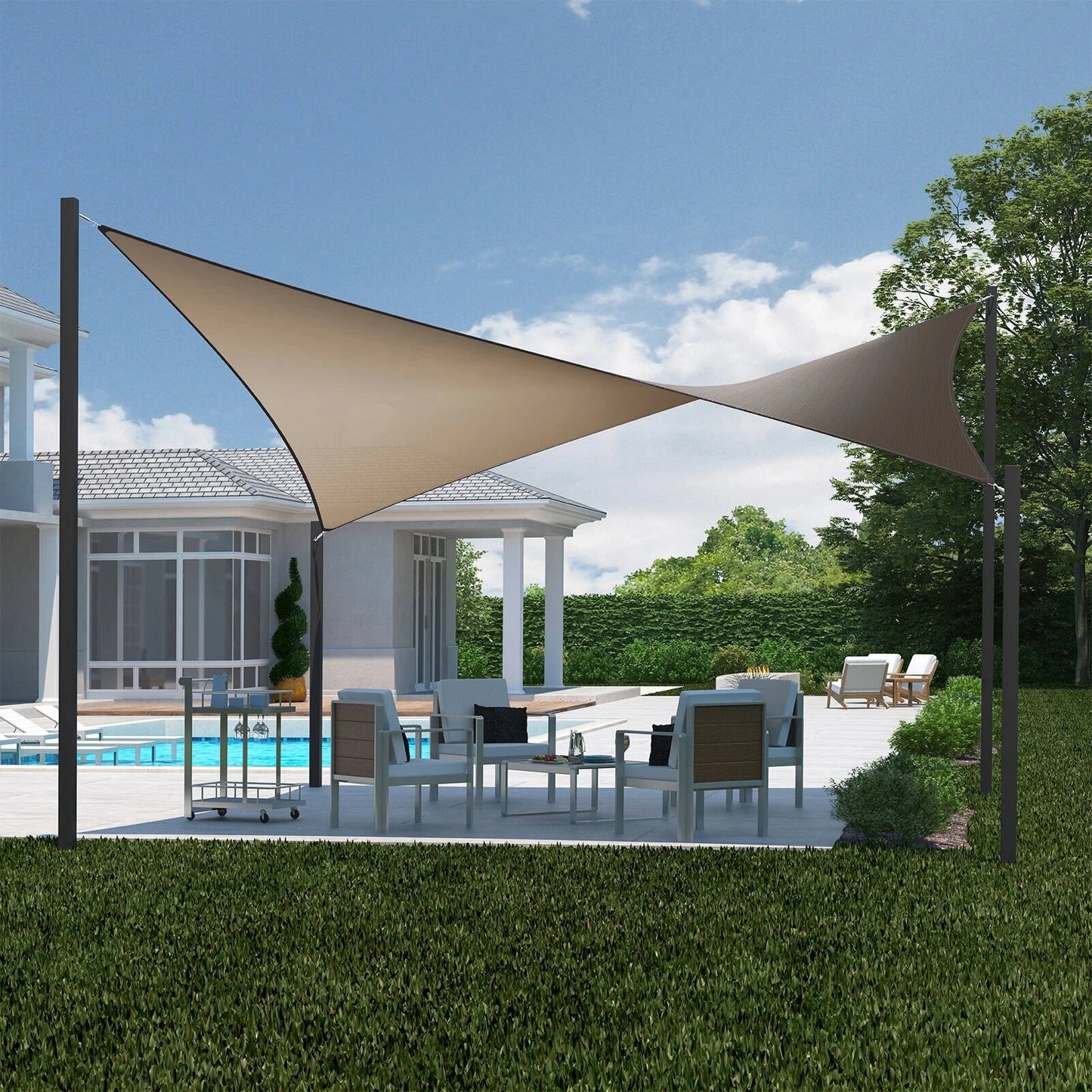 Coolaroo Square Shade Sail 5.4x5.4m Cobblestone, UV Protection, Cancer Council Endorsed