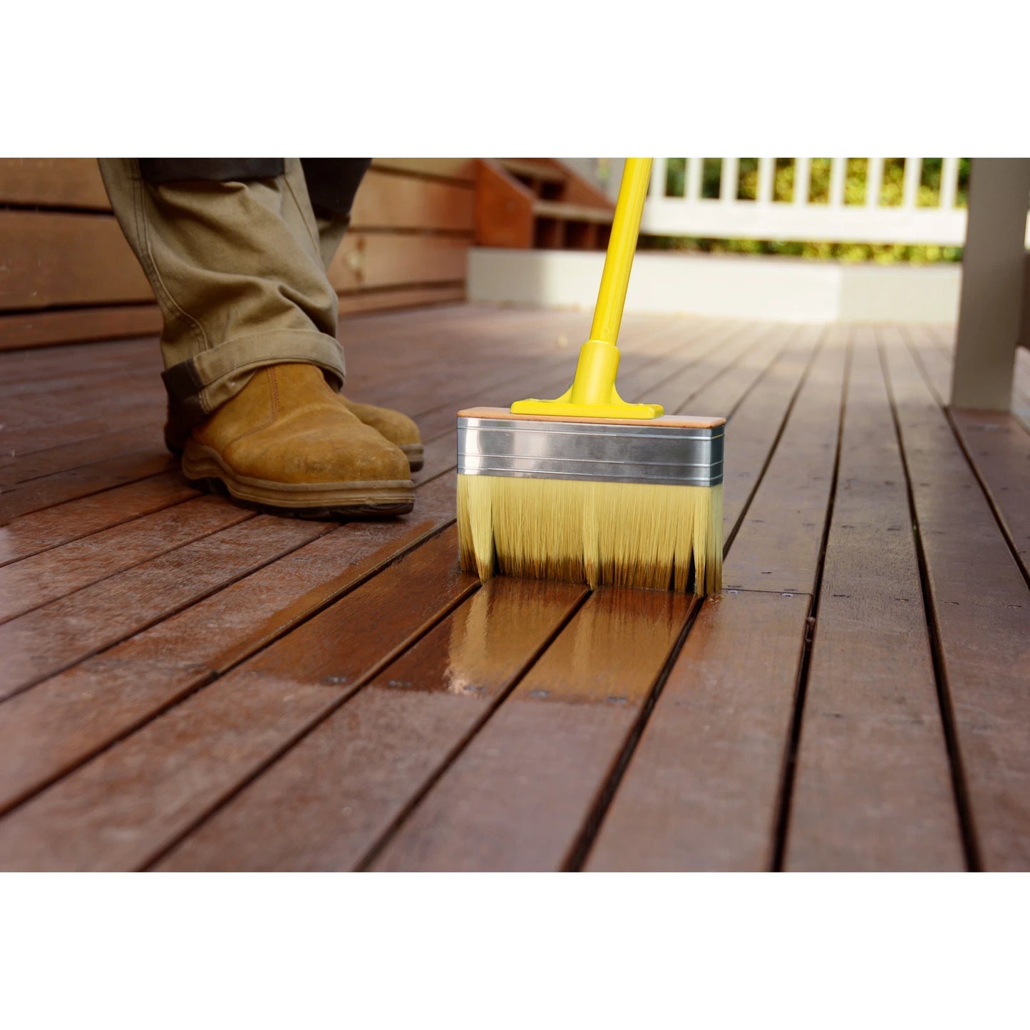 UNi-PRO 175mm Jumbo Deck Brush with Adjustable Pole for Decking & Concrete